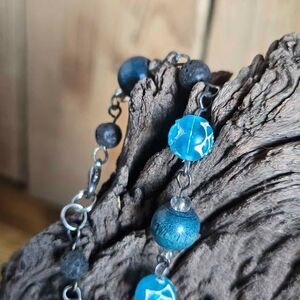 Kids Aromatherapy Bracelet | Lava Stone Essential Oil Diffuser | Blue Rose Beads